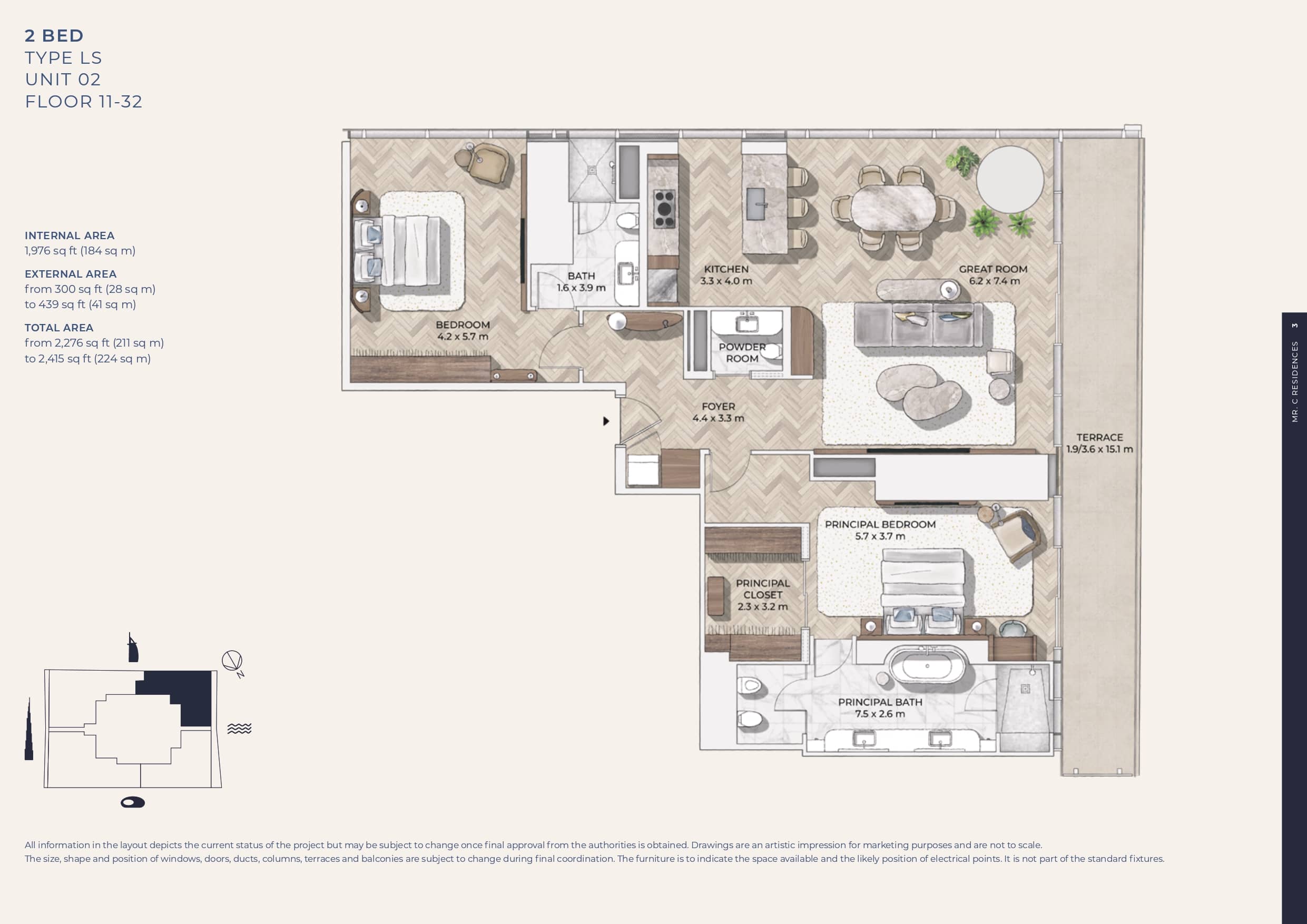 2 Bed floor plan