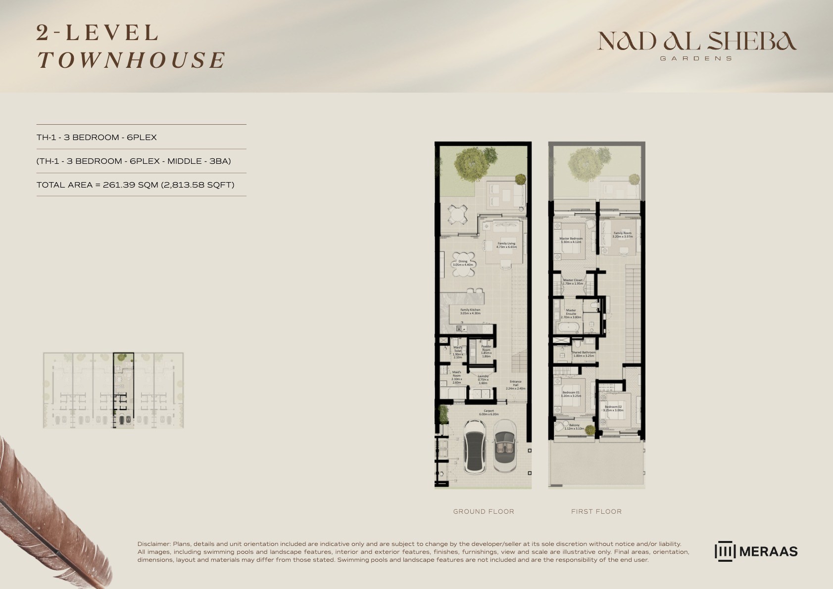 2LV - Townhouse - TH1-6Plex-Mid - 3BA floor plan