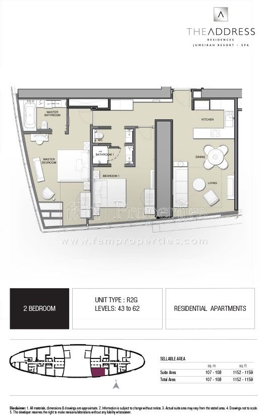 2 BD - R2G floor plan
