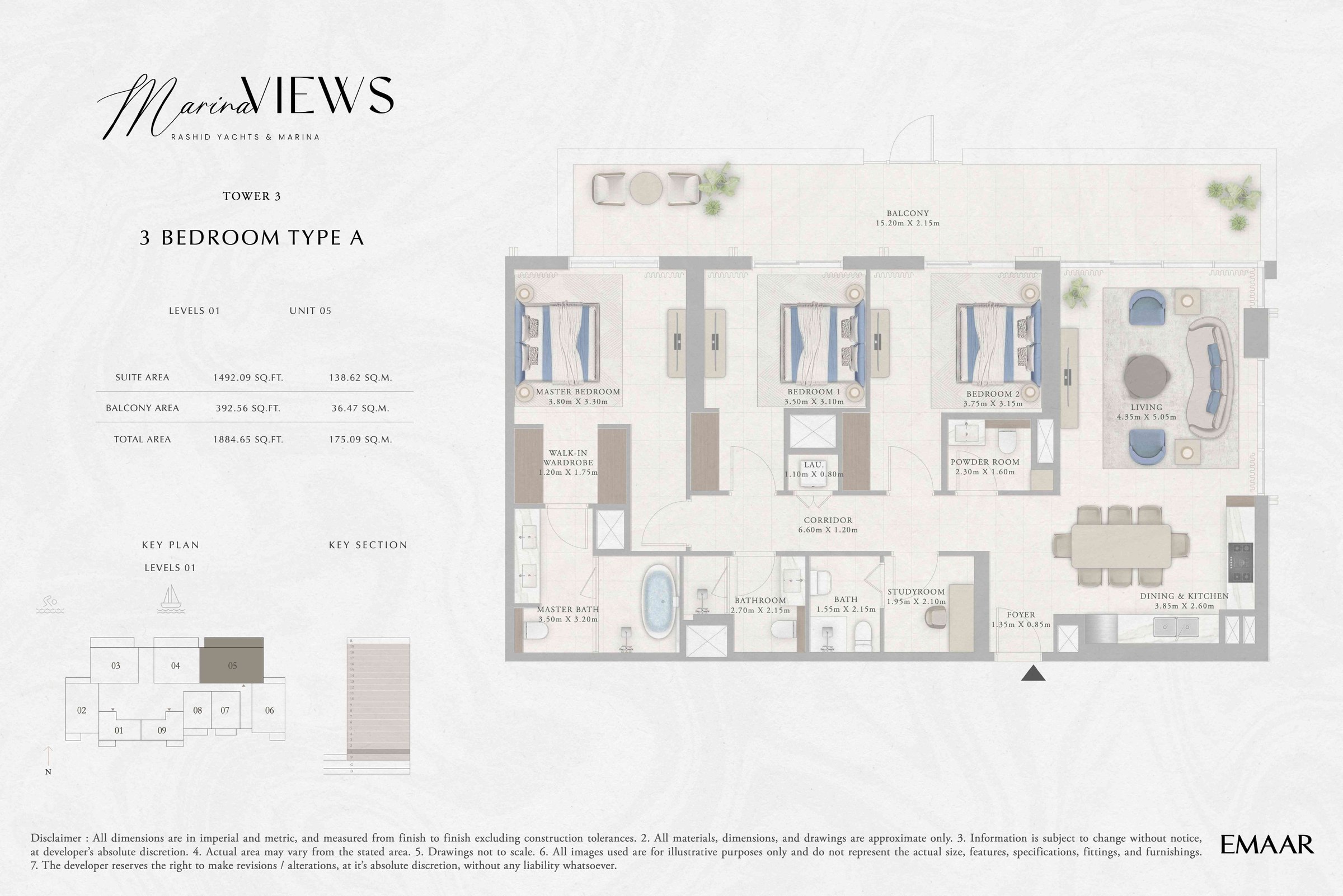 Tower 3 - 3BR - Type A - Level 1 floor plan
