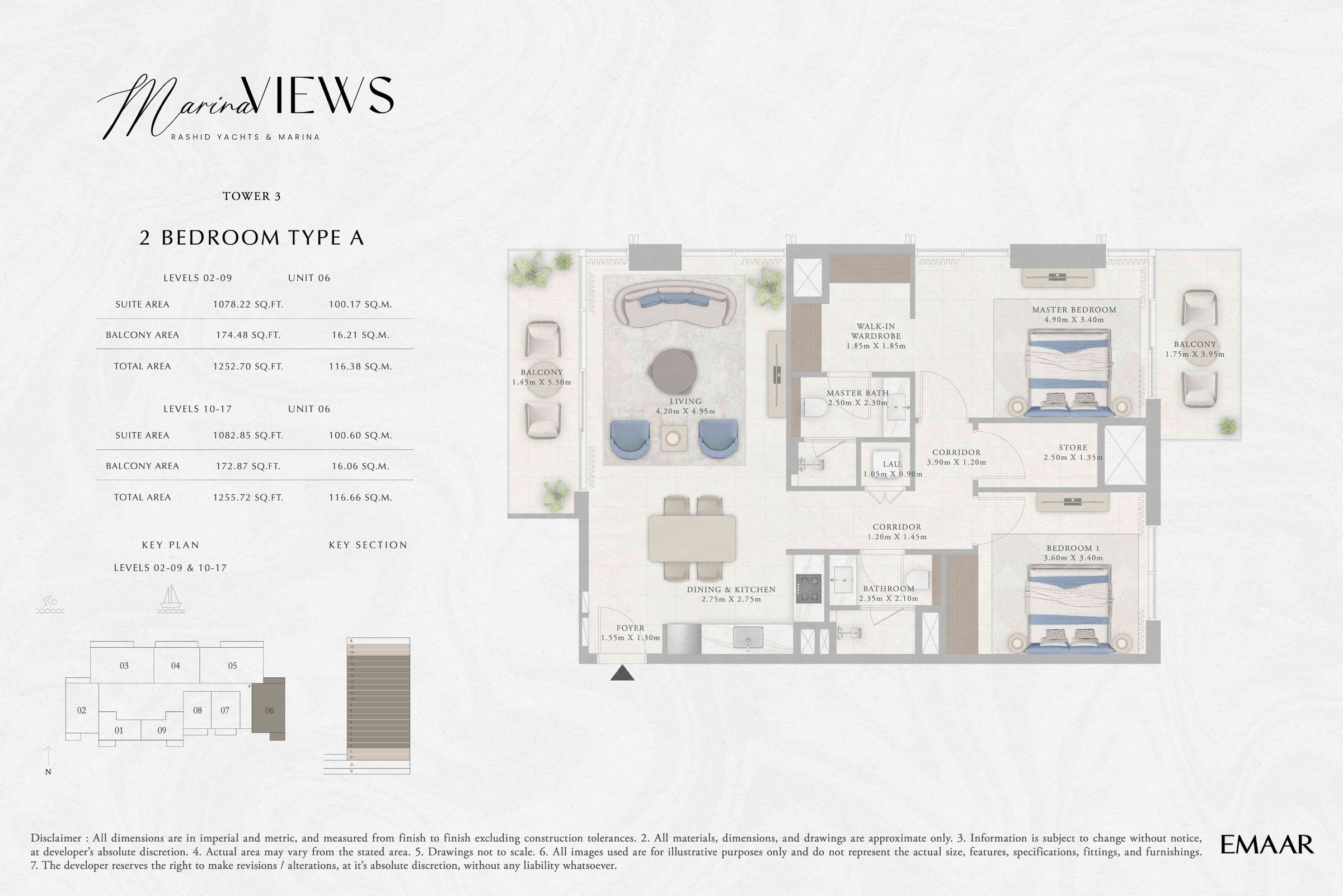 Tower 3 - 2BR - Type A - Level 2-9, 10-17 floor plan