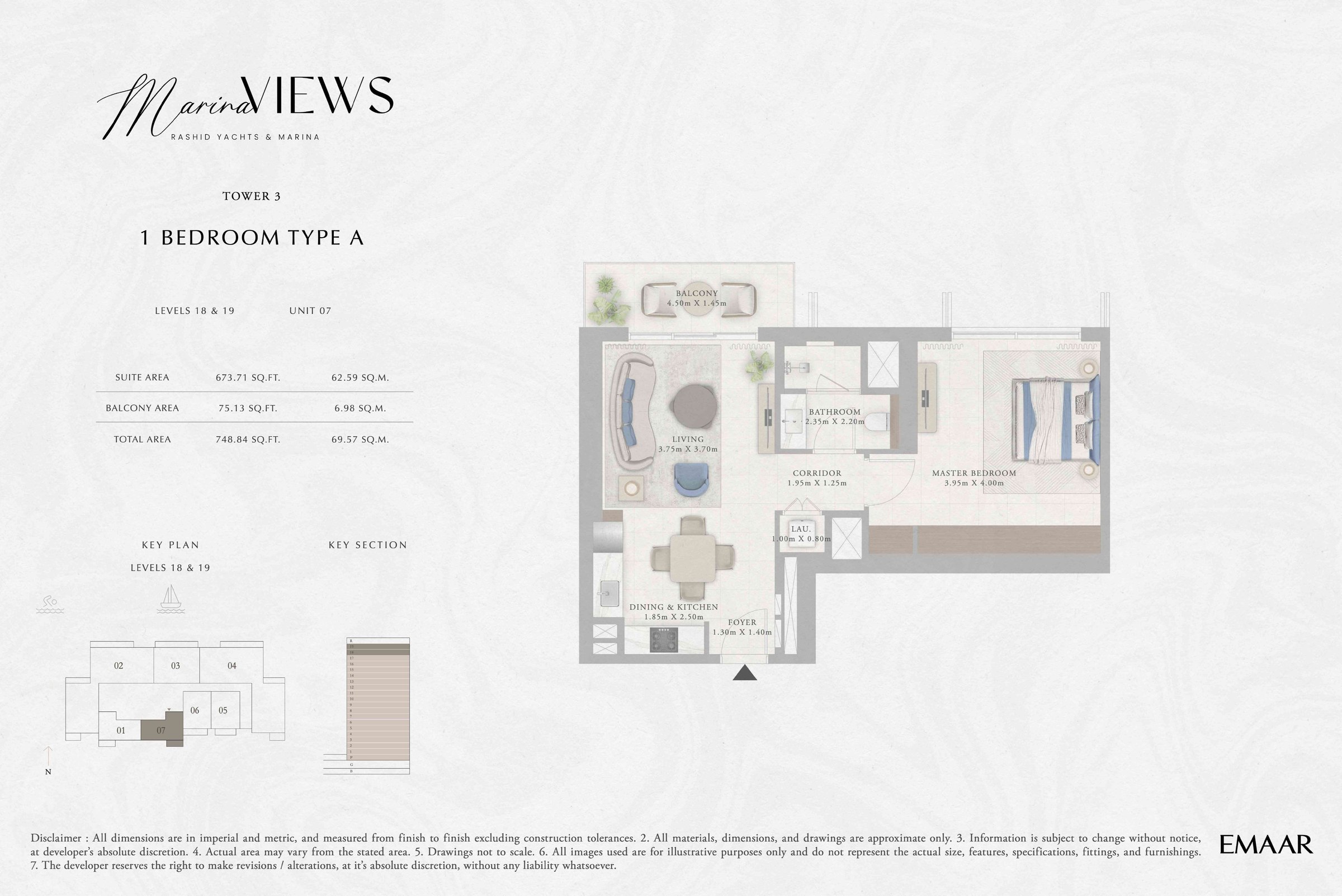 Tower 3 - 1BR - Type A - Level 18-19 floor plan