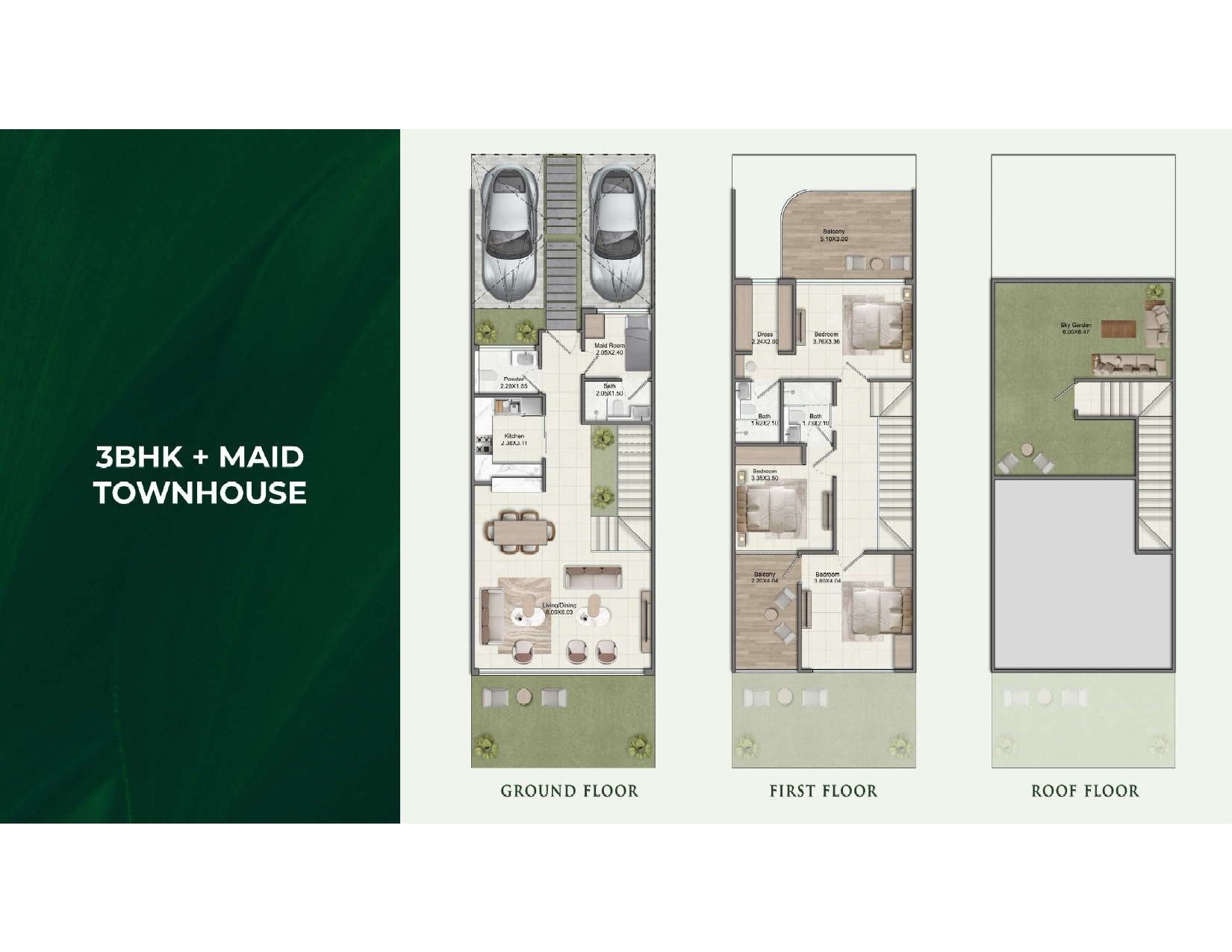 3 Bed +Maid floor plan