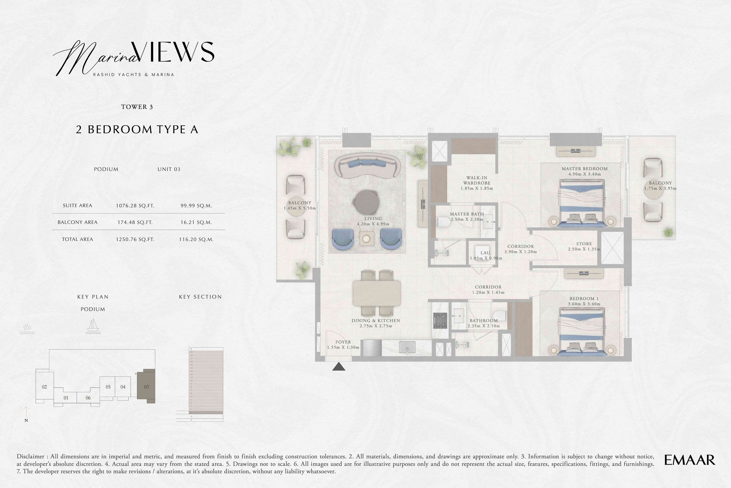Tower 3 - 2BR - Type A - Podium floor plan