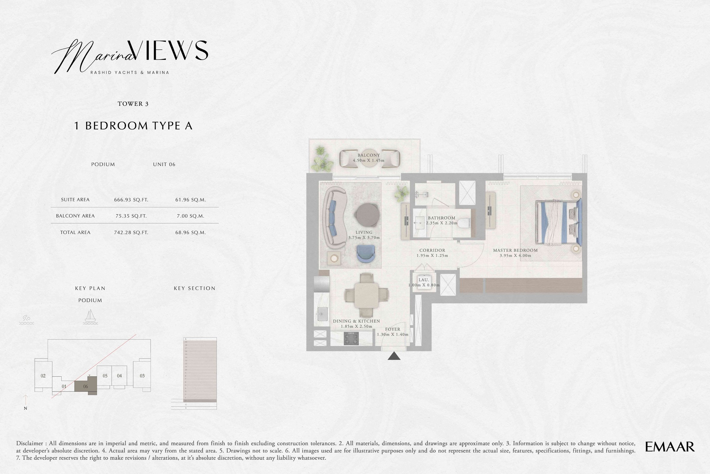 Tower 3 - 1BR - Type A - Podium floor plan