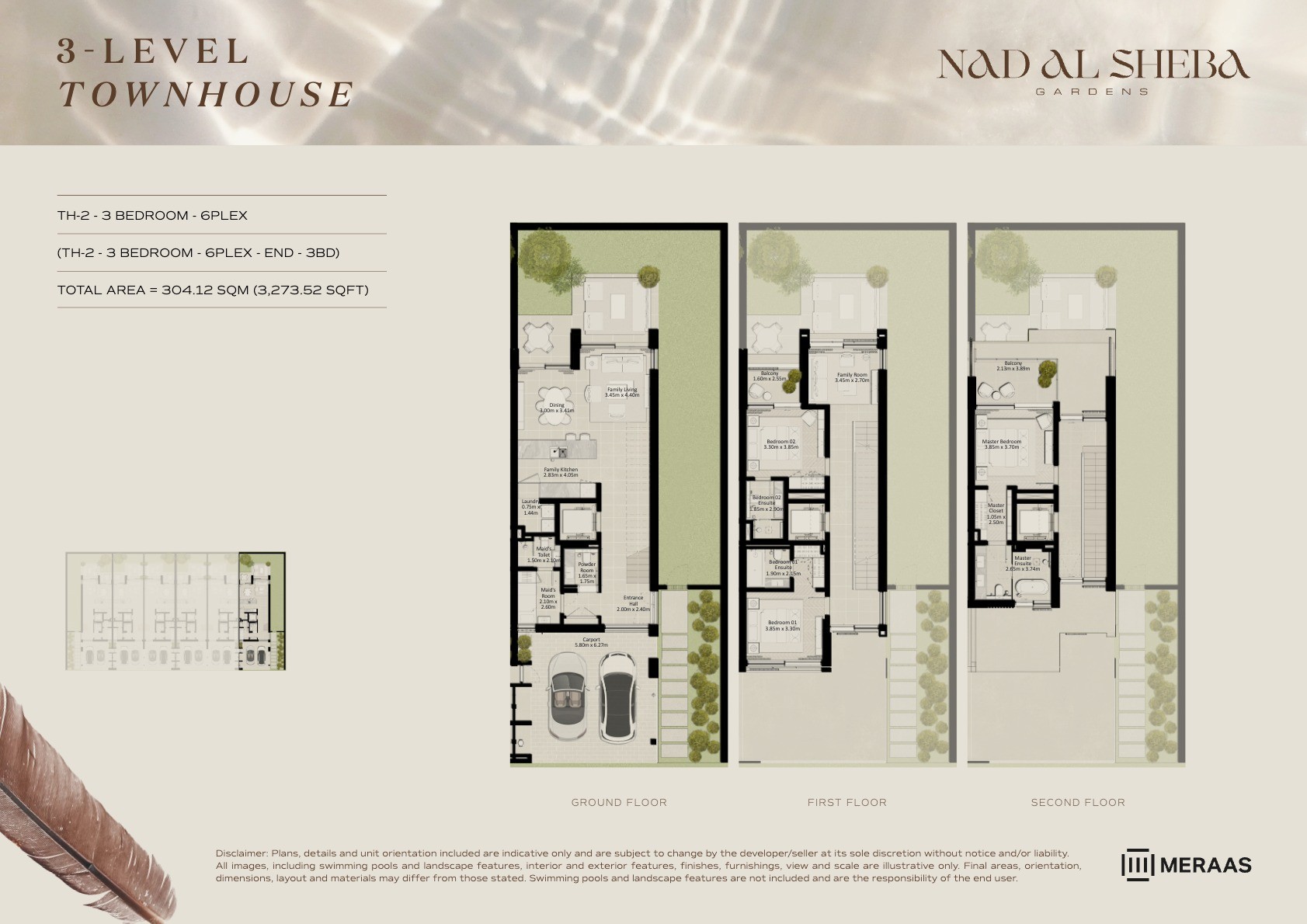 3LV - Townhouse - TH2-6PLex-End - 3BD floor plan