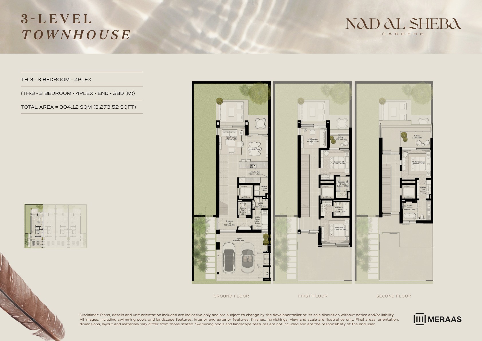3LV - Townhouse - TH3-4PLex-End - 3BD (M) floor plan