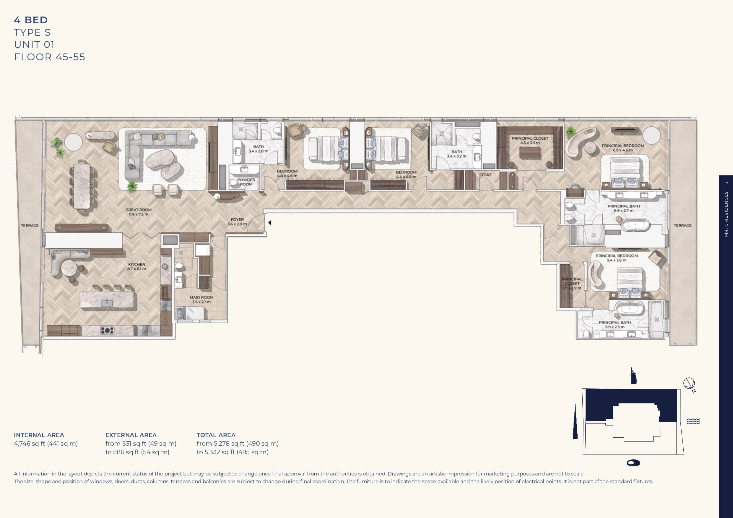 4 Bed floor plan
