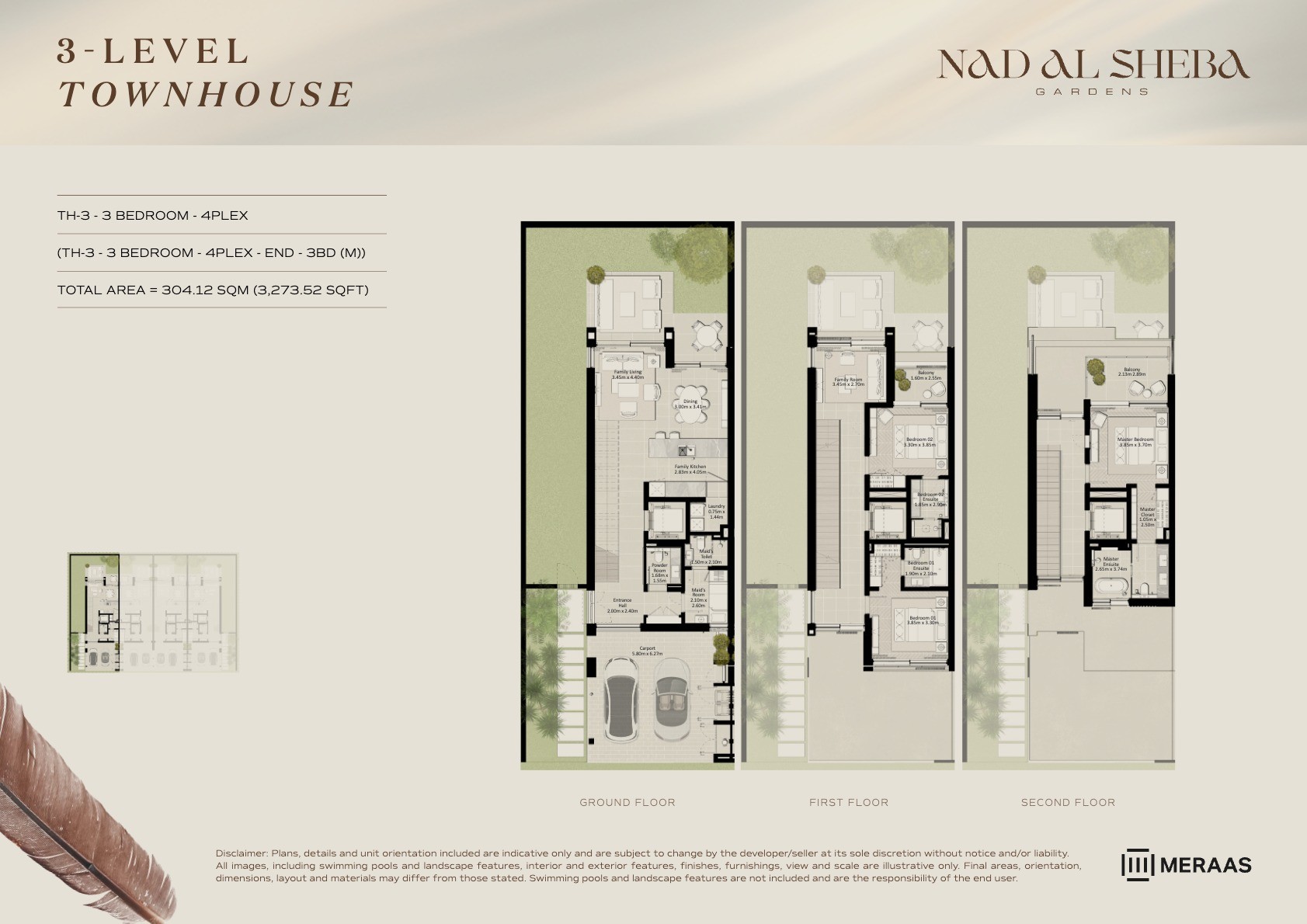 3LV - Townhouse - TH3-4Plex-End - 3BD (M) floor plan
