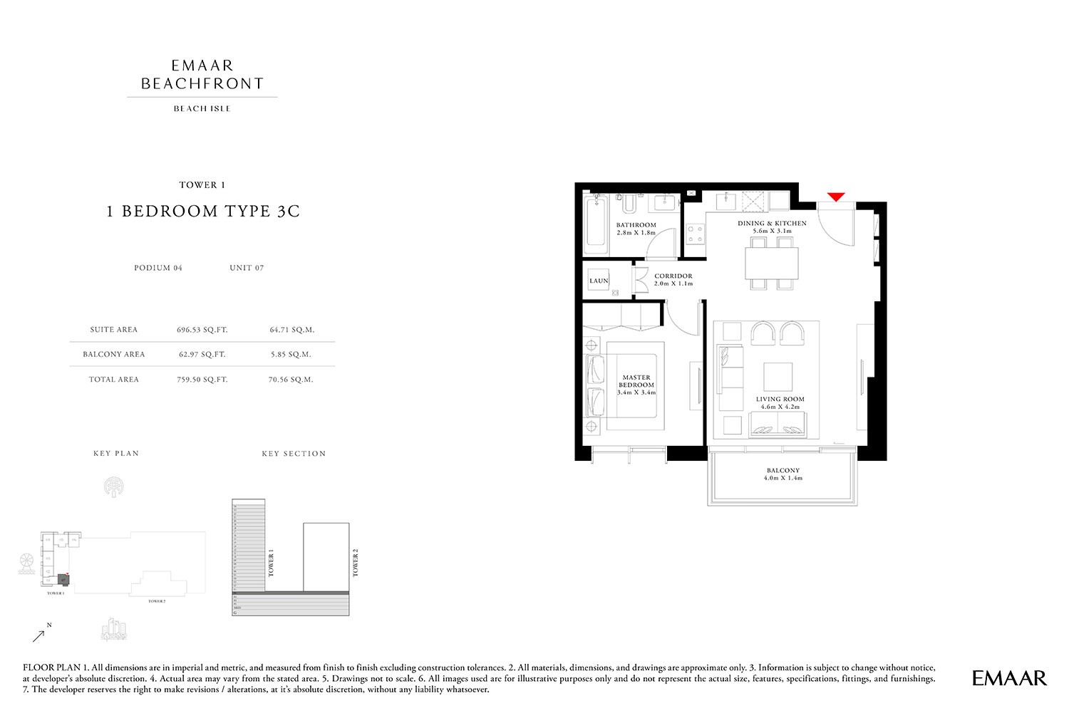 1 Bedroom floor plan