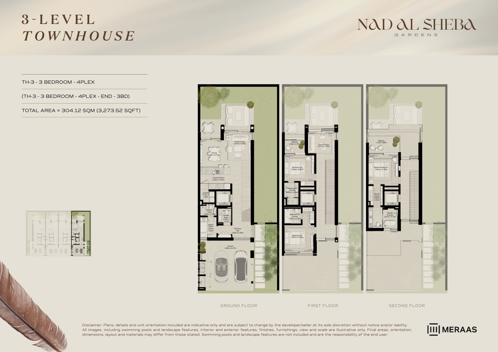 3LV - Townhouse - TH3-4Plex-End - 3BD floor plan