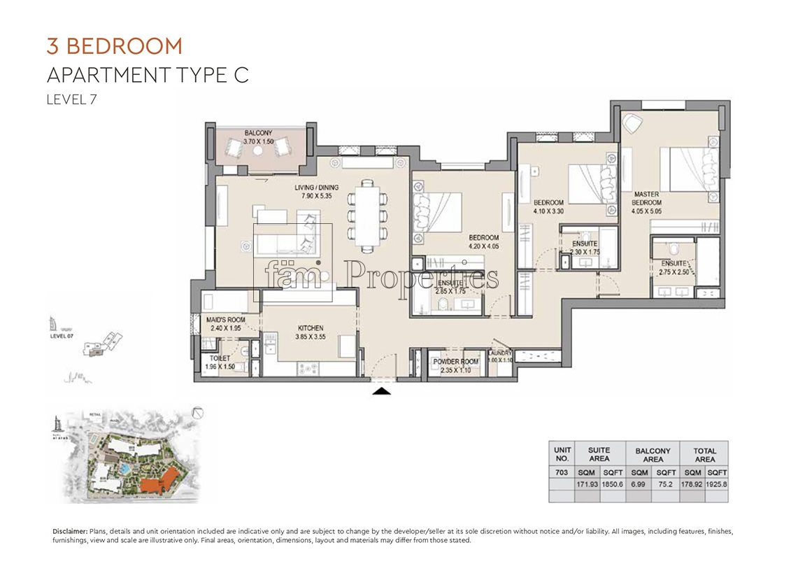 3 Bedroom floor plan