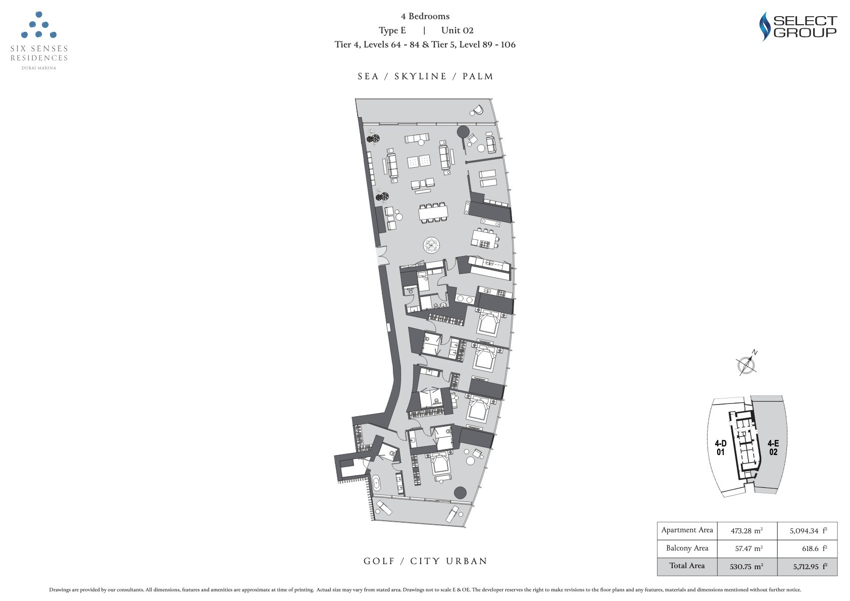 4BR - Type E - Unit 2 floor plan