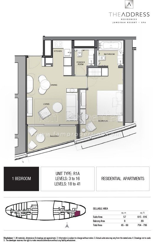 1 BD - R1A floor plan