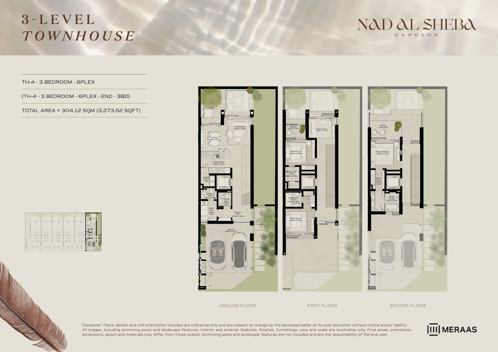 3LV - Townhouse - TH4-6PLex-End - 3BD floor plan