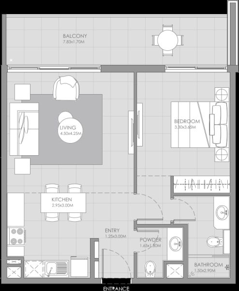 1 Bedroom floor plan