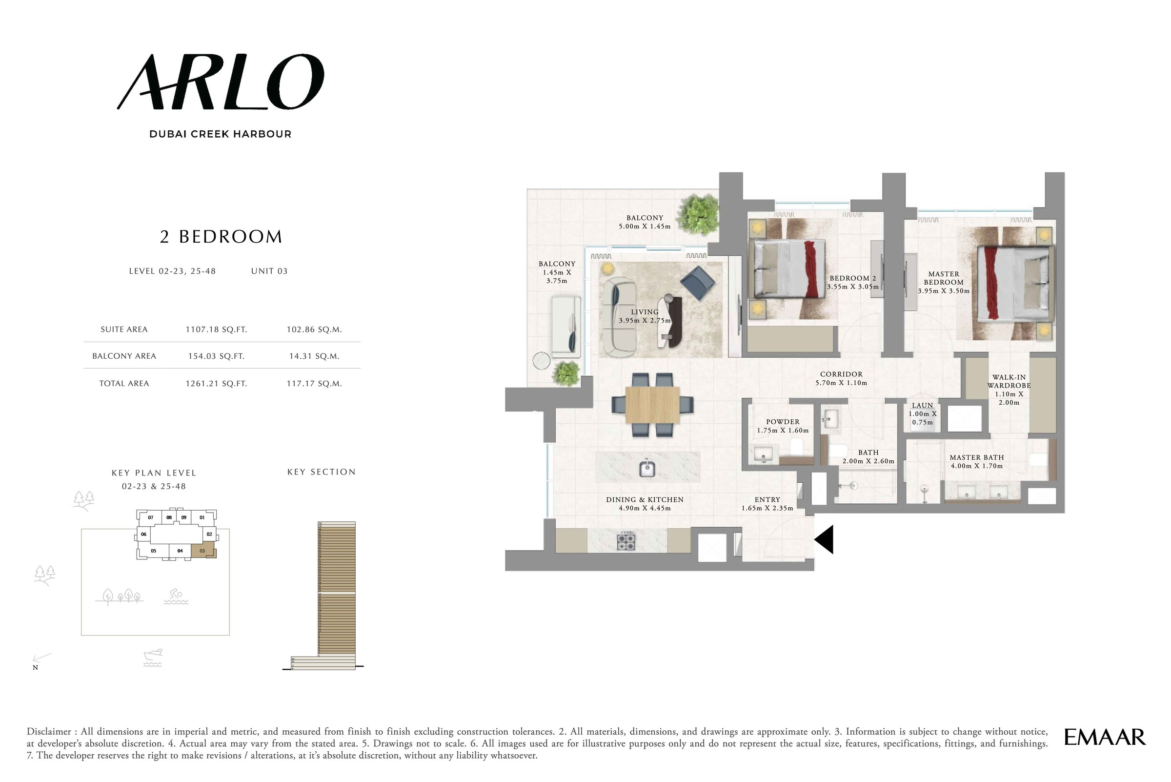 2BR - Lvl 2-23, 25-48 - Unit 3 floor plan