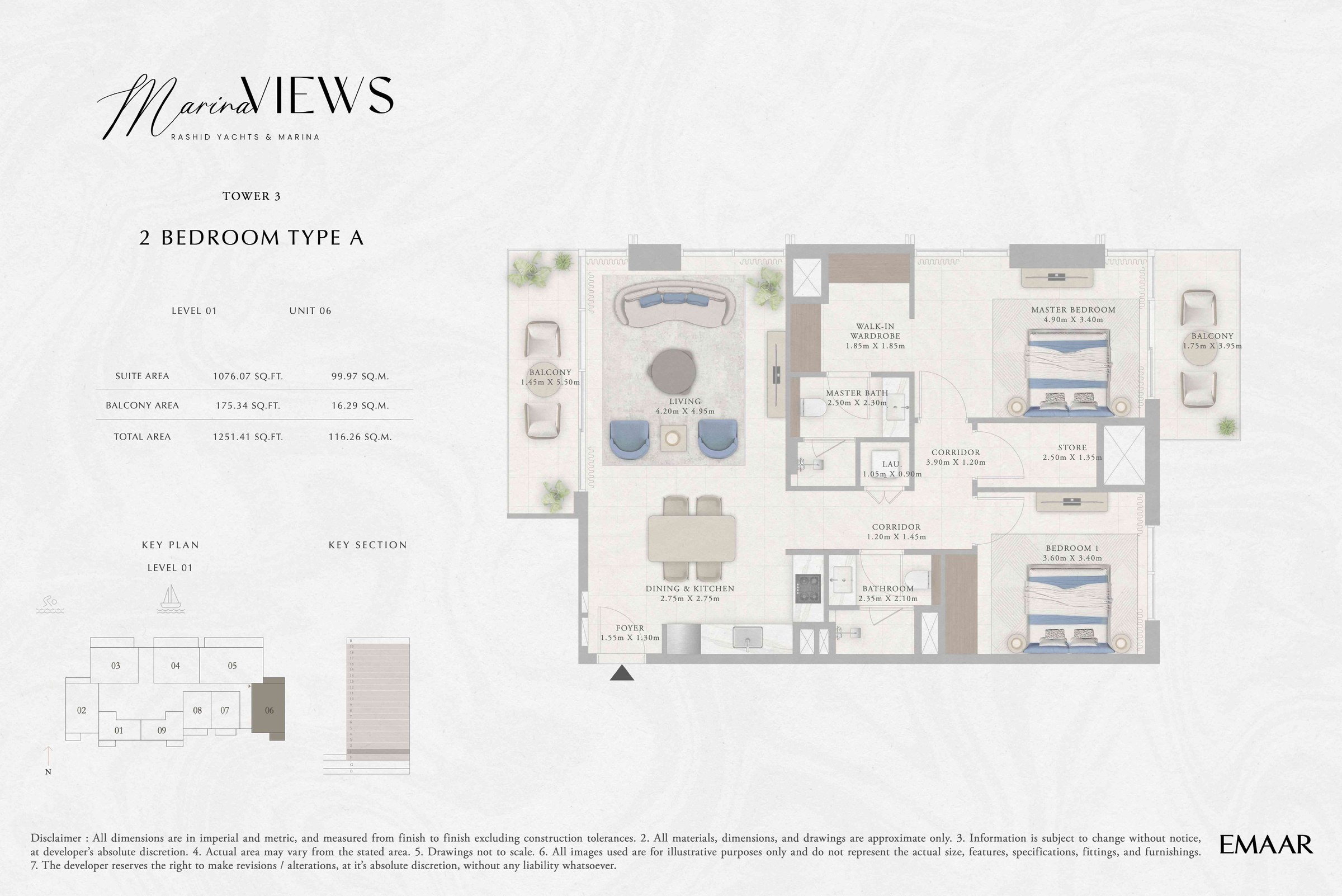 Tower 3 - 2BR - Type A - Level 1 floor plan