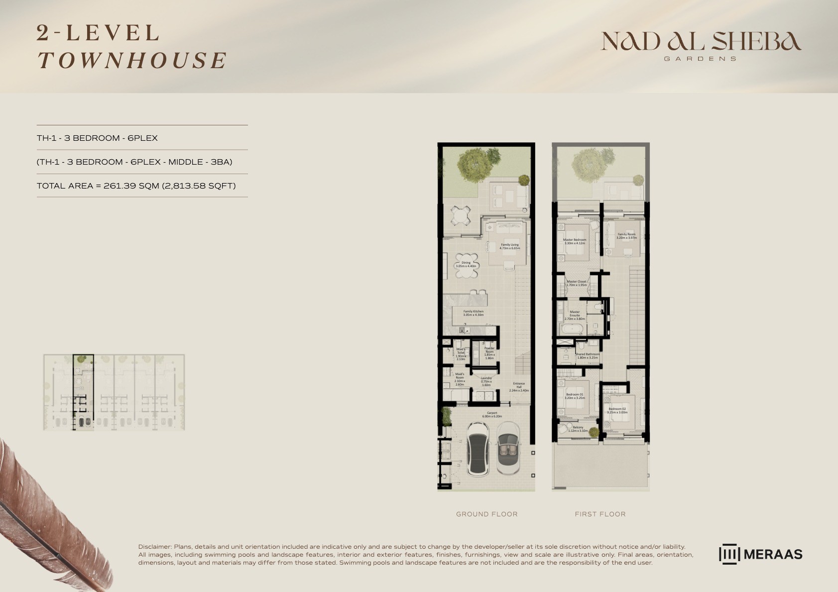 2LV - Townhouse - TH1-6Plex-Mid - 3BA floor plan