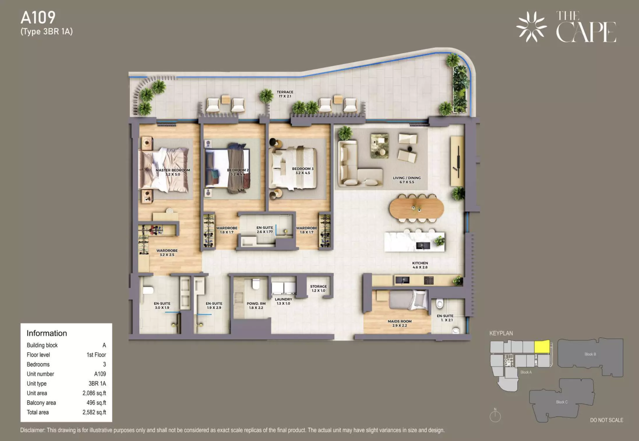 3 Bed floor plan