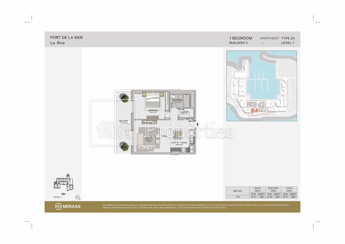 1 Bedroom floor plan