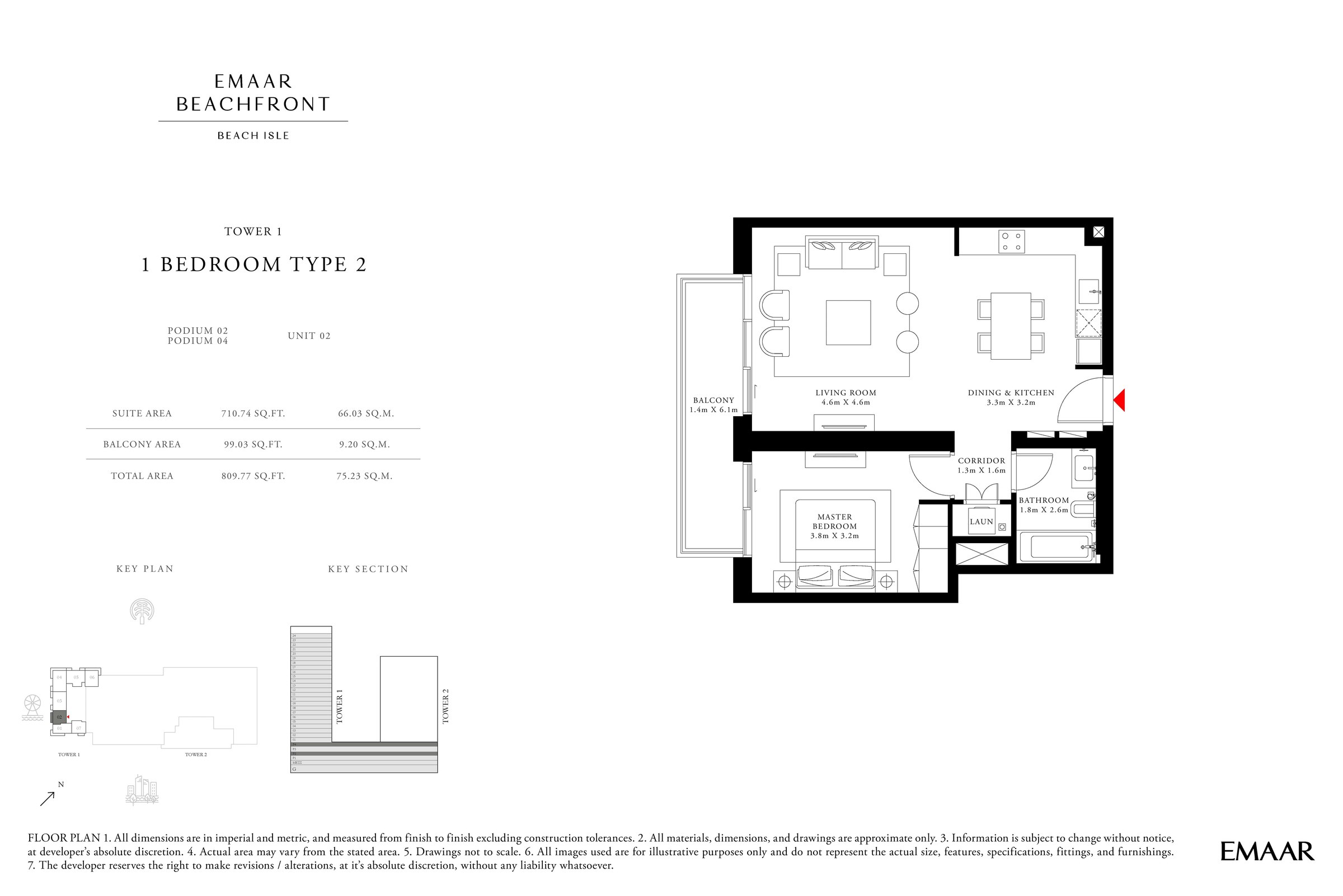 1 Bedroom floor plan