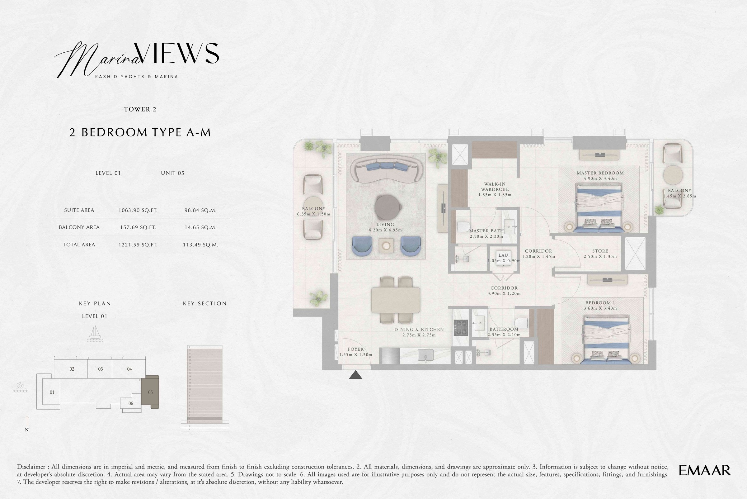 Tower 2 - 2BR - Type A-M - Level 1 floor plan