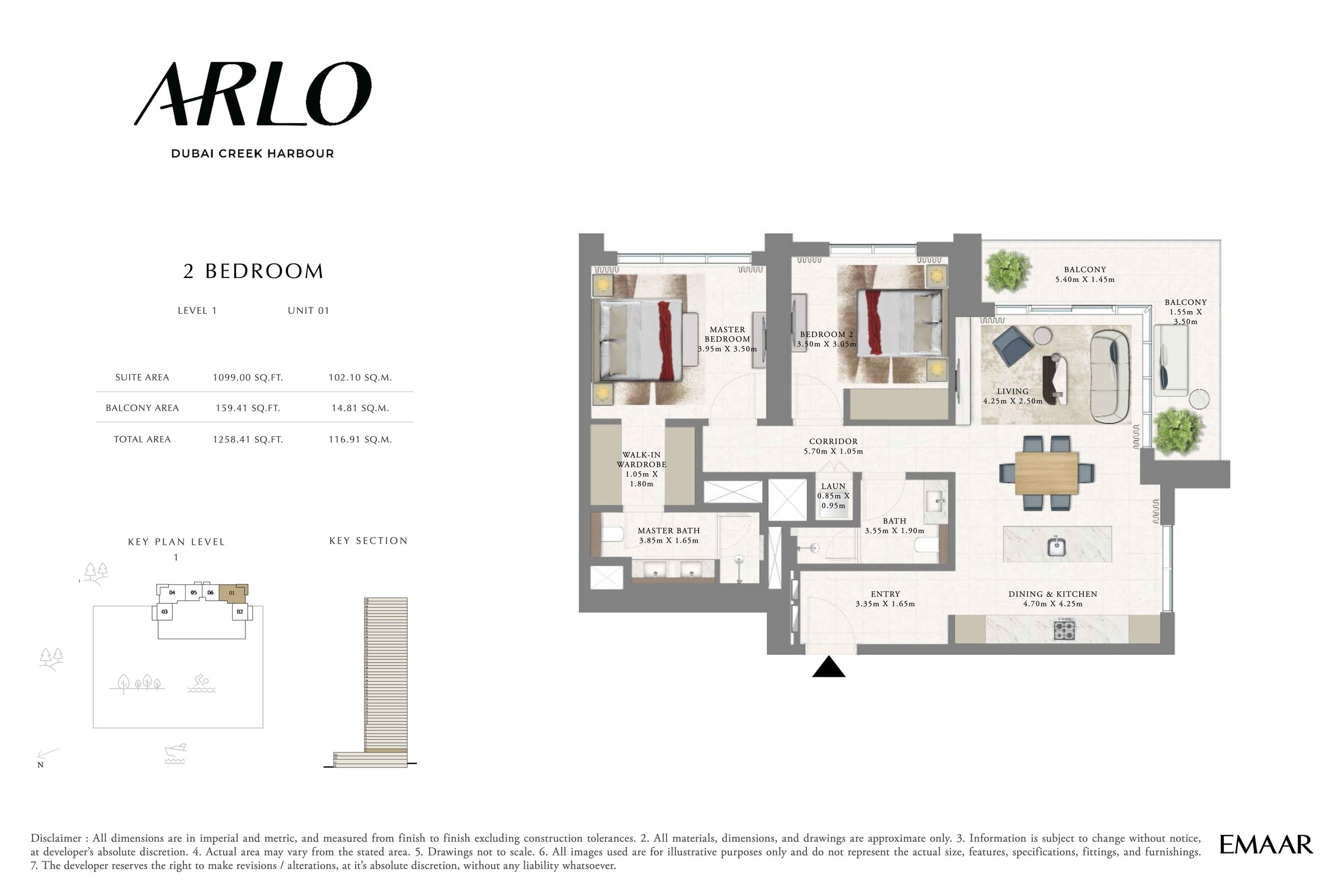 2BR - Lvl 1 - Unit 1 floor plan