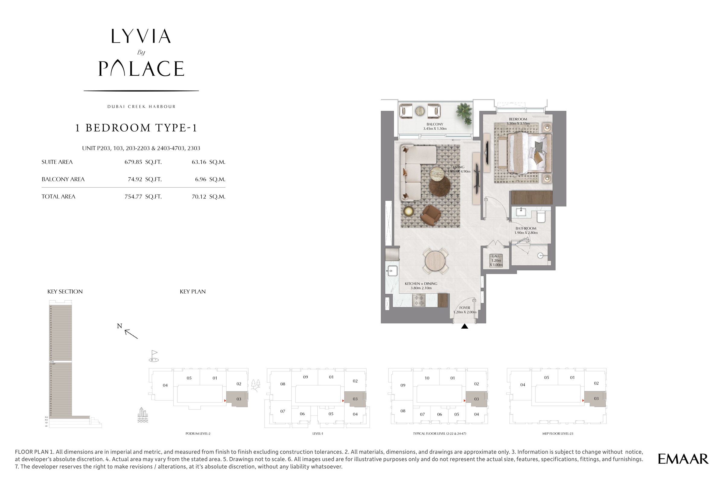 1 Bedroom floor plan