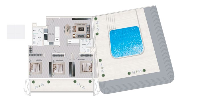3 Bedroom Unit - Type - 1 floor plan