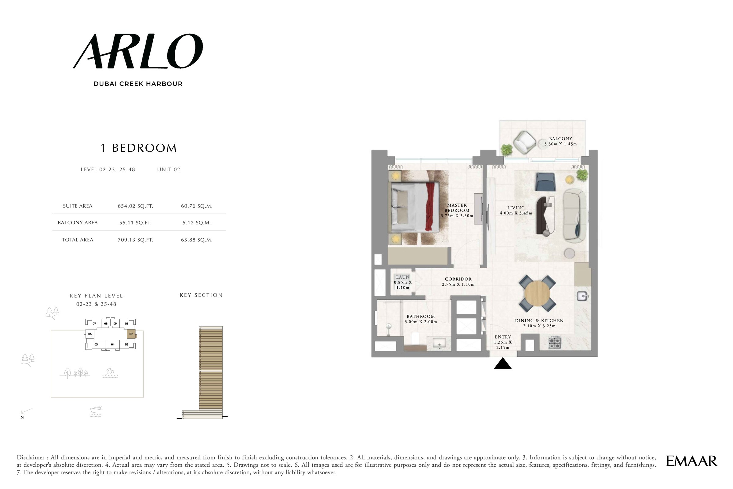 1BR - Lvl 2-23, 25-48 - Unit 2 floor plan