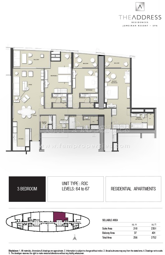 3 BD - R3C floor plan