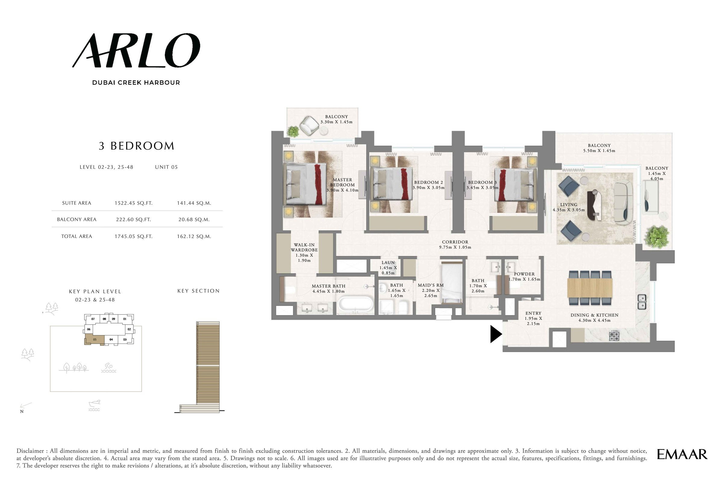 3BR - Lvl 2-23, 25-48 - Unit 5 floor plan