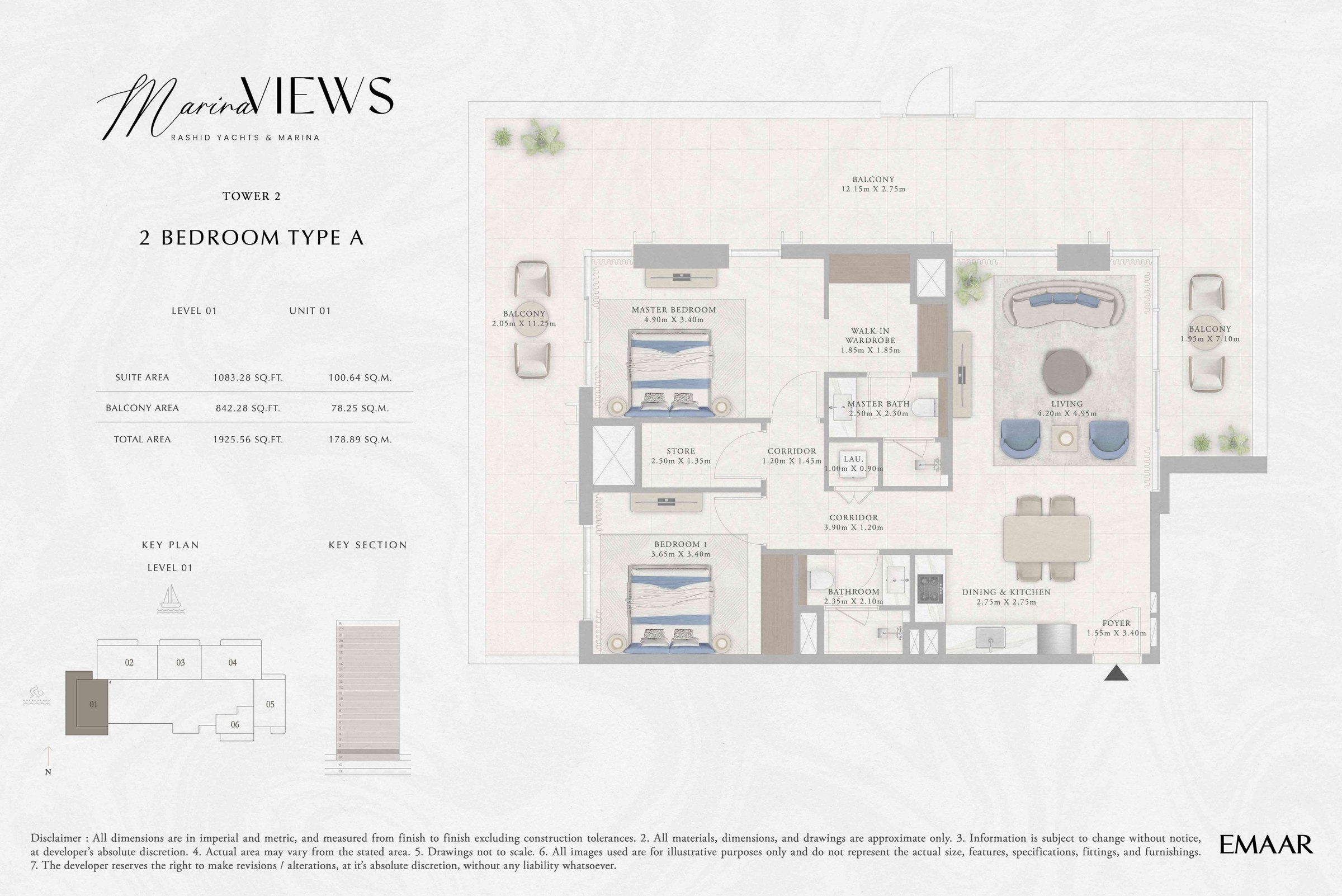 Tower 2 - 2BR - Type A - Level 1 floor plan