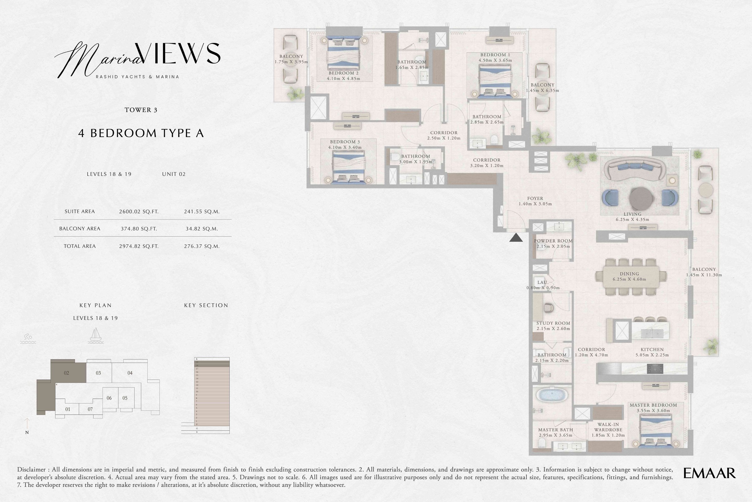 Tower 3 - 4BR - Type A - Level 18-19 floor plan