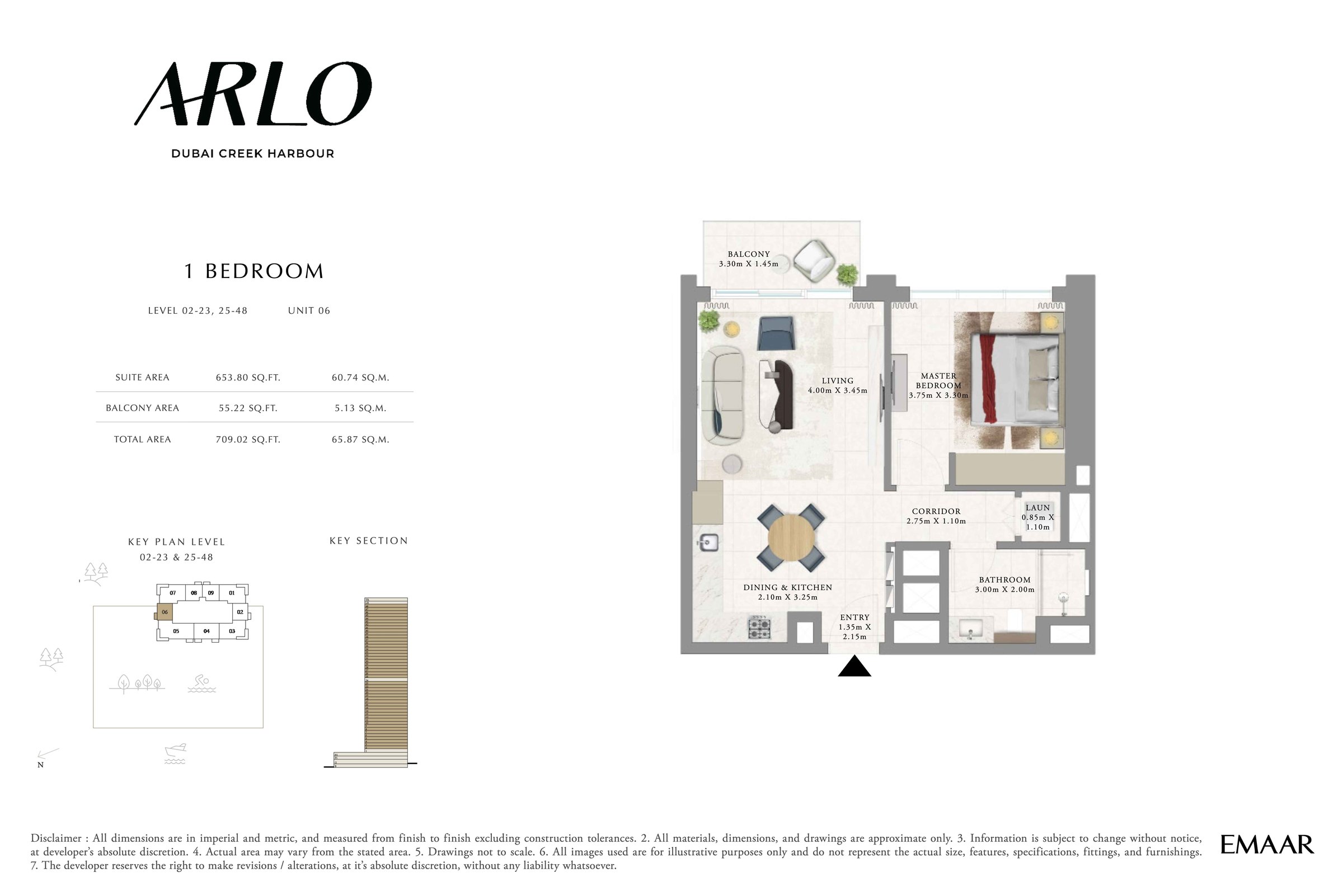 1BR - Lvl 2-23, 25-48 - Unit 6 floor plan