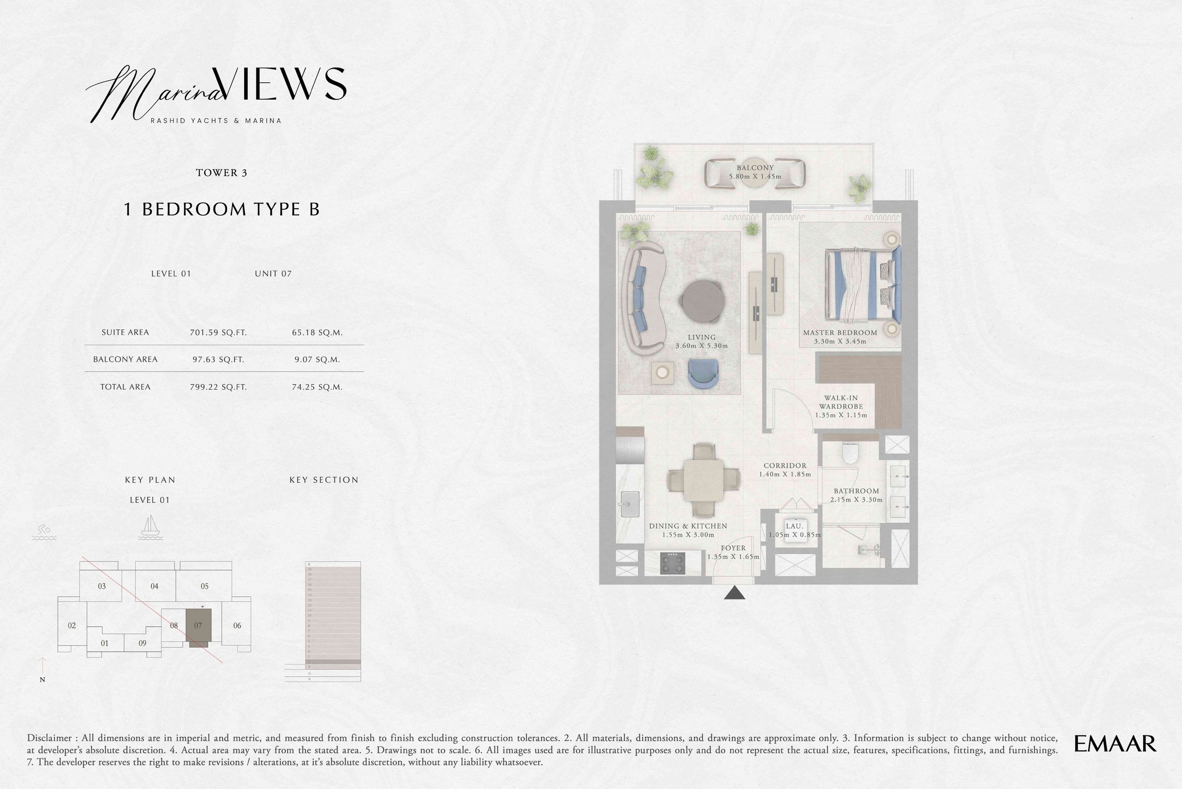 Tower 3 - 1BR - Type B - Level 1 floor plan