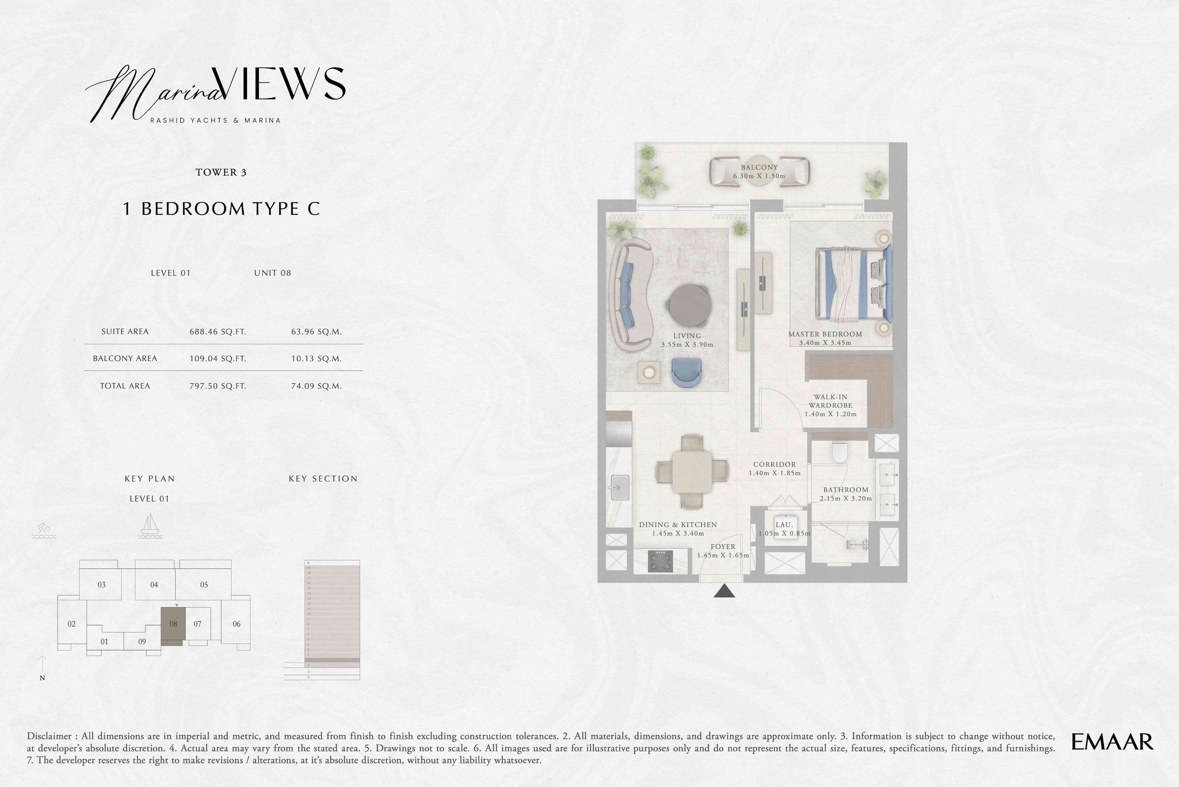 Tower 3 - 1BR - Type C - Level 1 floor plan