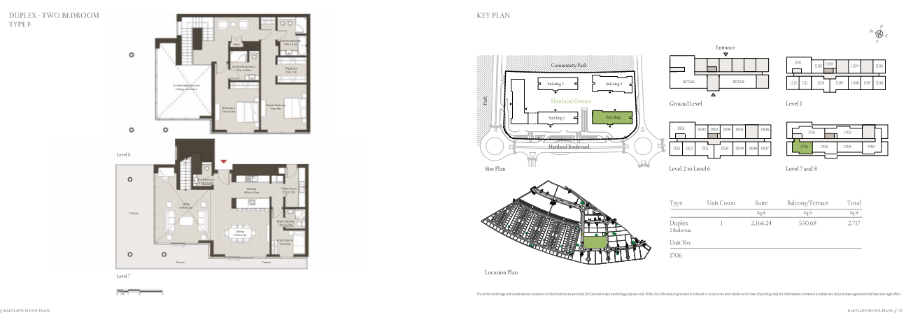 Duplex 2 BR Type F floor plan