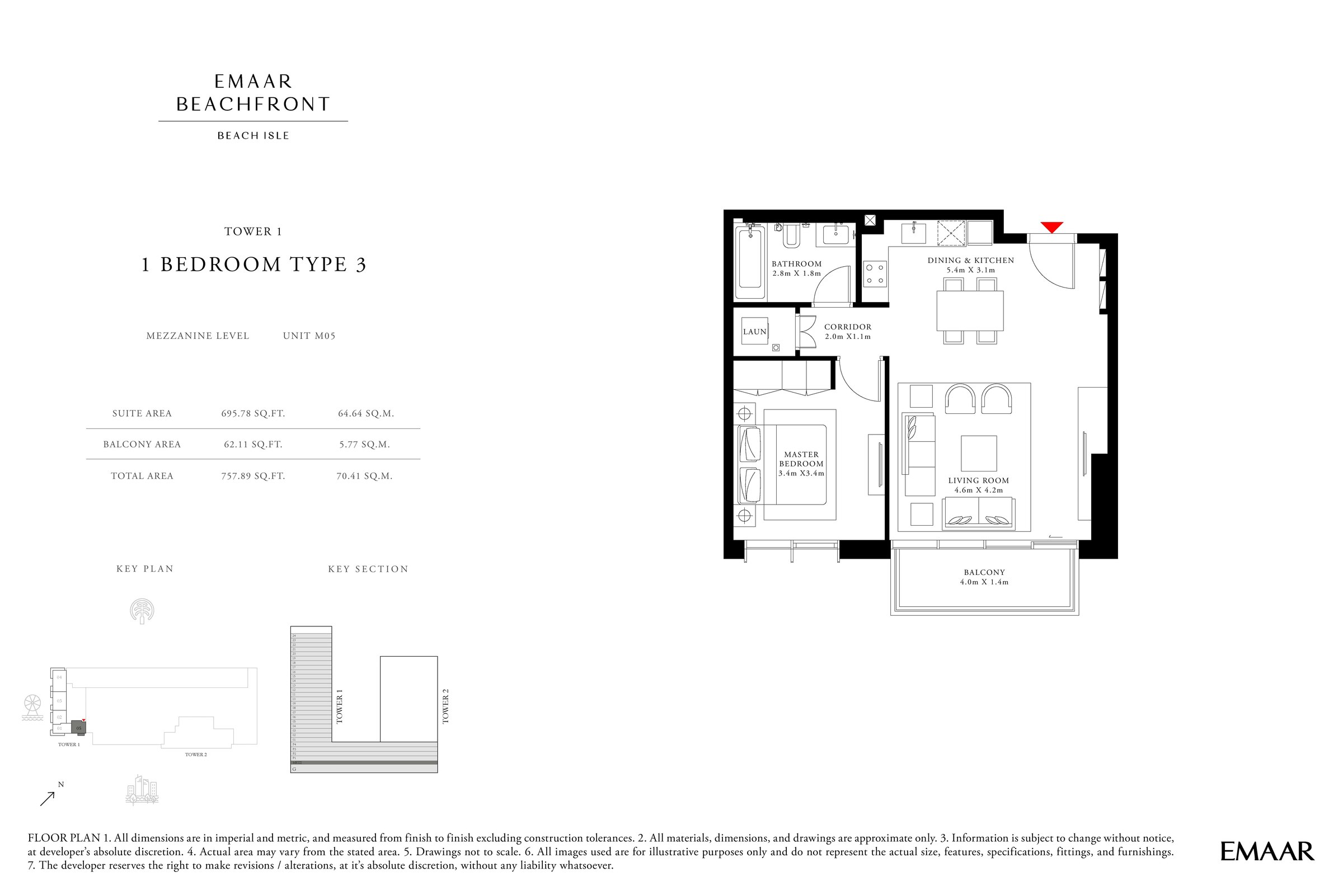 1 Bedroom floor plan