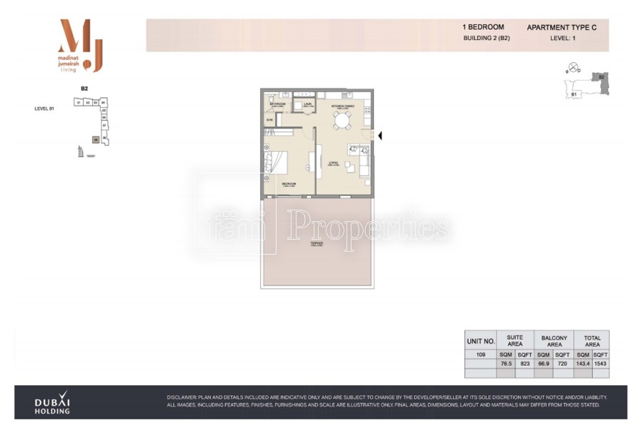 1 Bedroom floor plan