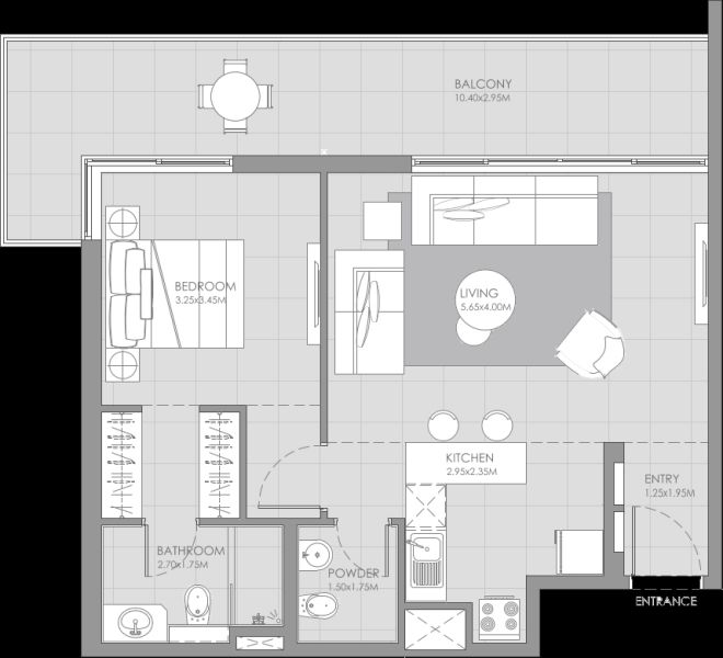 1 Bedroom floor plan