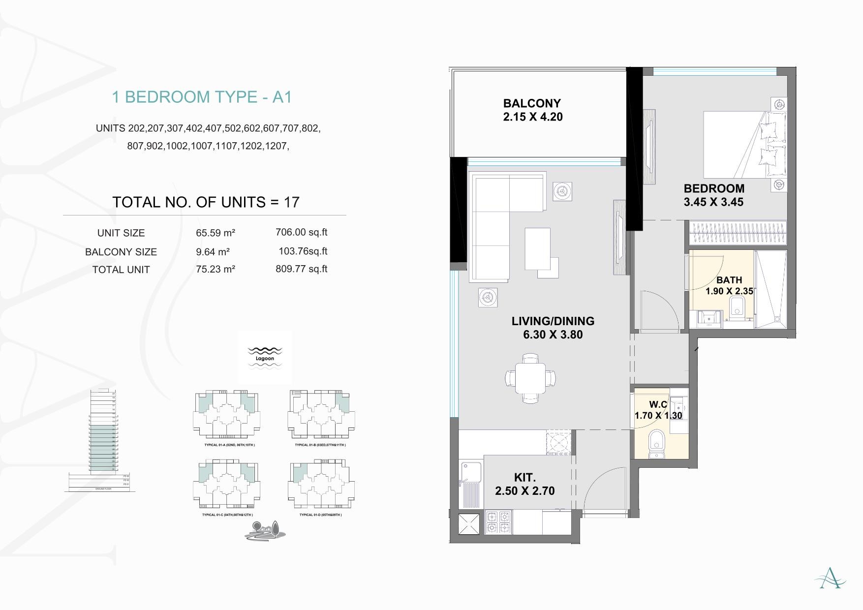 1 Bed floor plan
