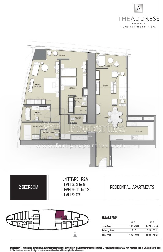 2 BD - R2A floor plan