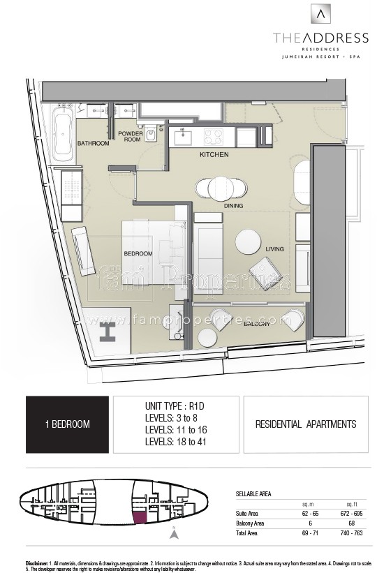1 BD - R1D floor plan