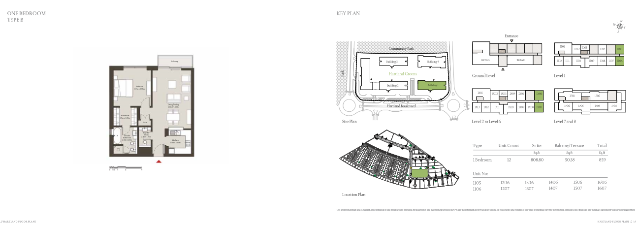 1 Bedroom Type B floor plan