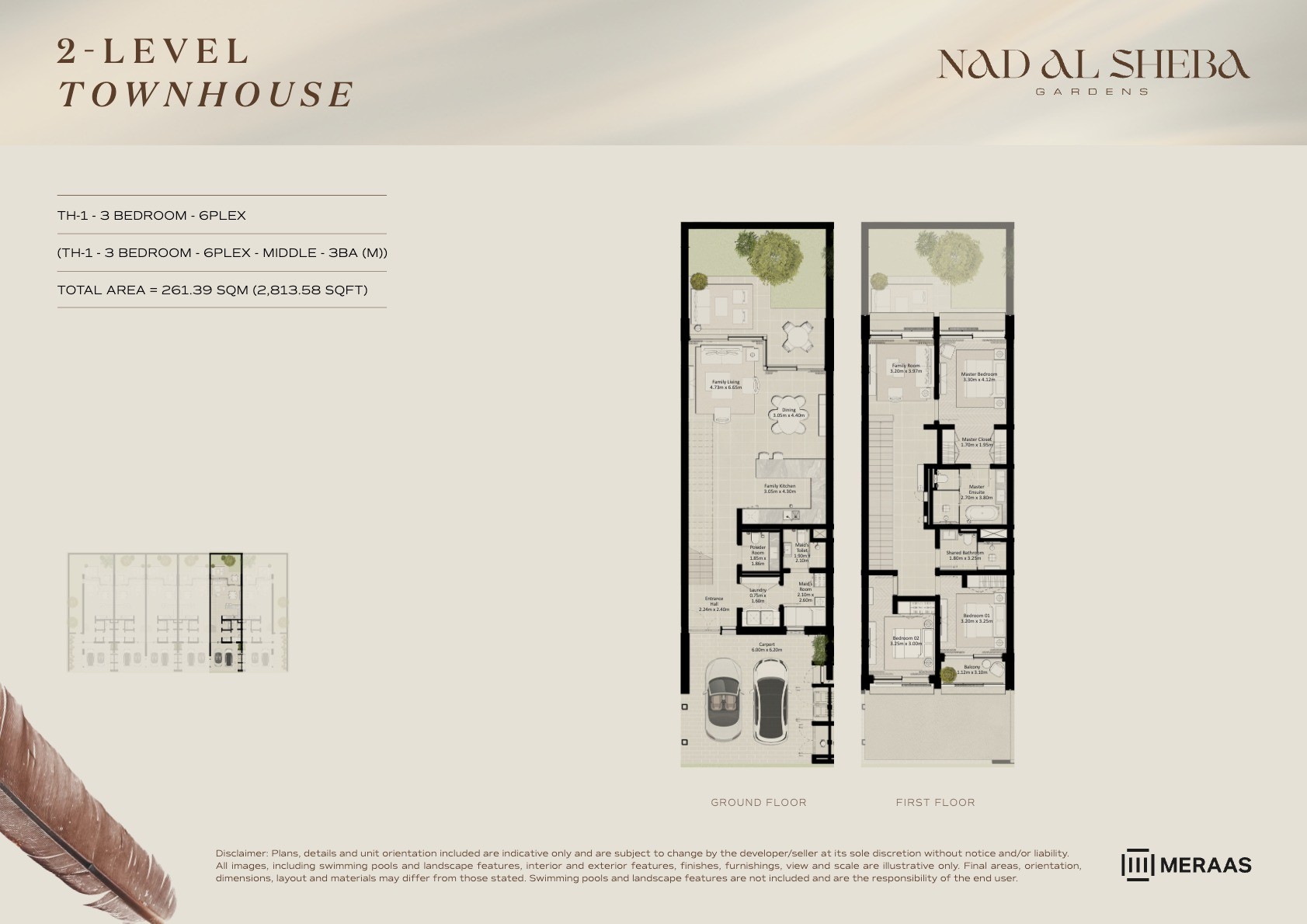 2LV - Townhouse - TH1-6Plex-Mid - 3BA (M) floor plan