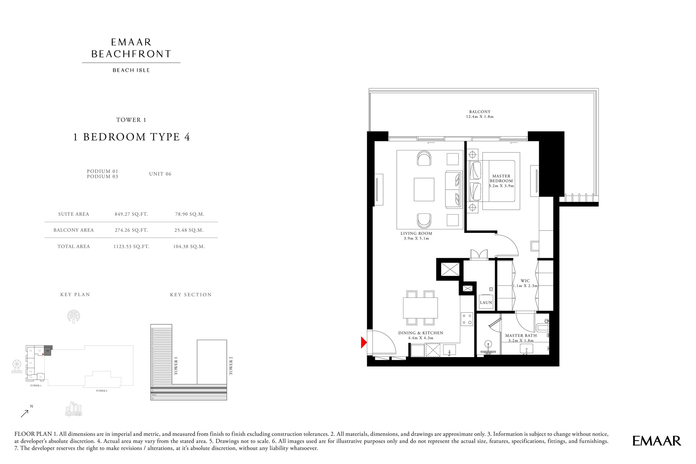1 Bedroom floor plan