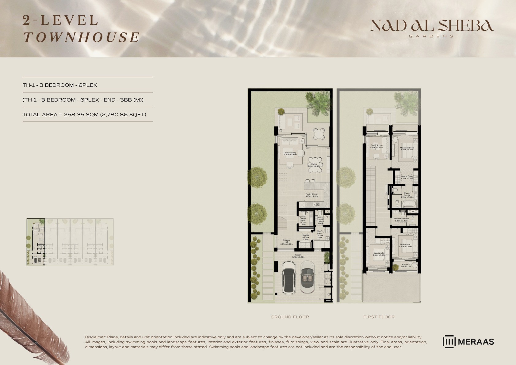 2LV - Townhouse - TH1-6PLex-End - 3BB (M) floor plan
