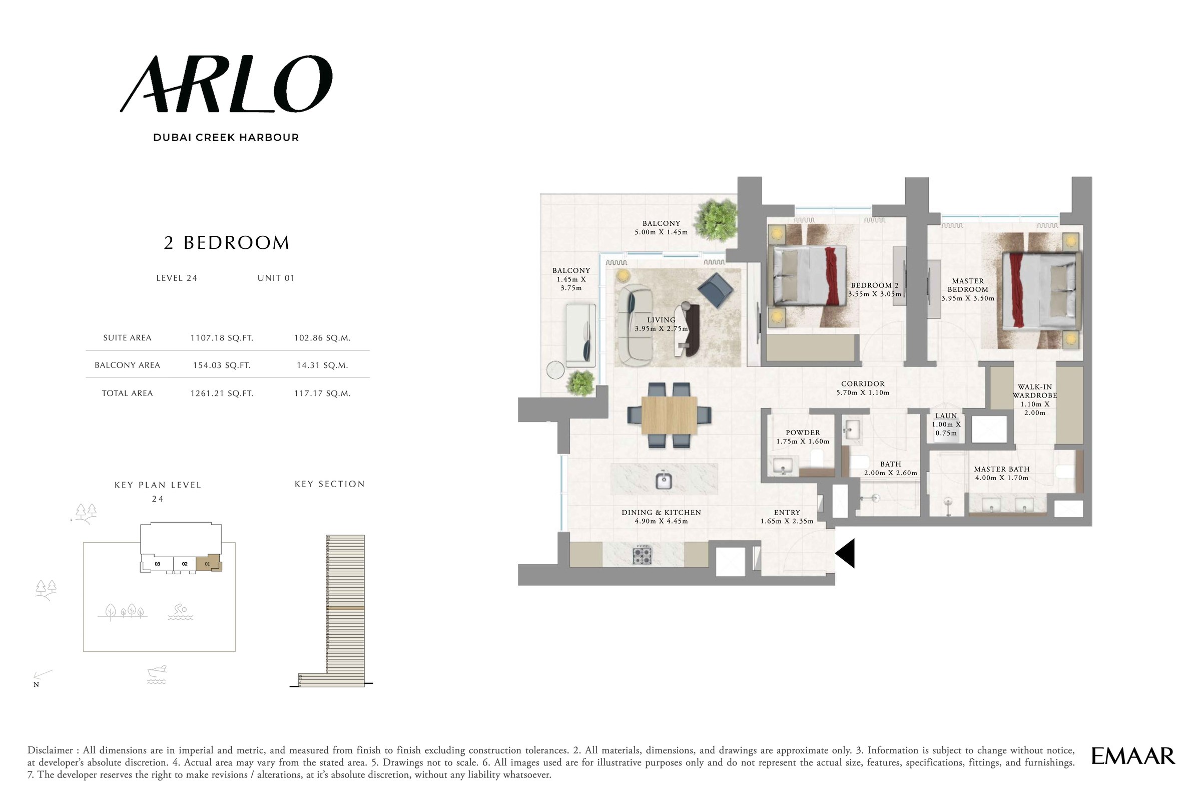 2BR - Lvl 24 - Unit 1 floor plan